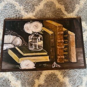 Vintage Book and Rose Canvas Art